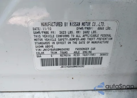 2011 Infiniti G37X z USA, uszkodzony, nr VIN JN1CV6AR4BM404092